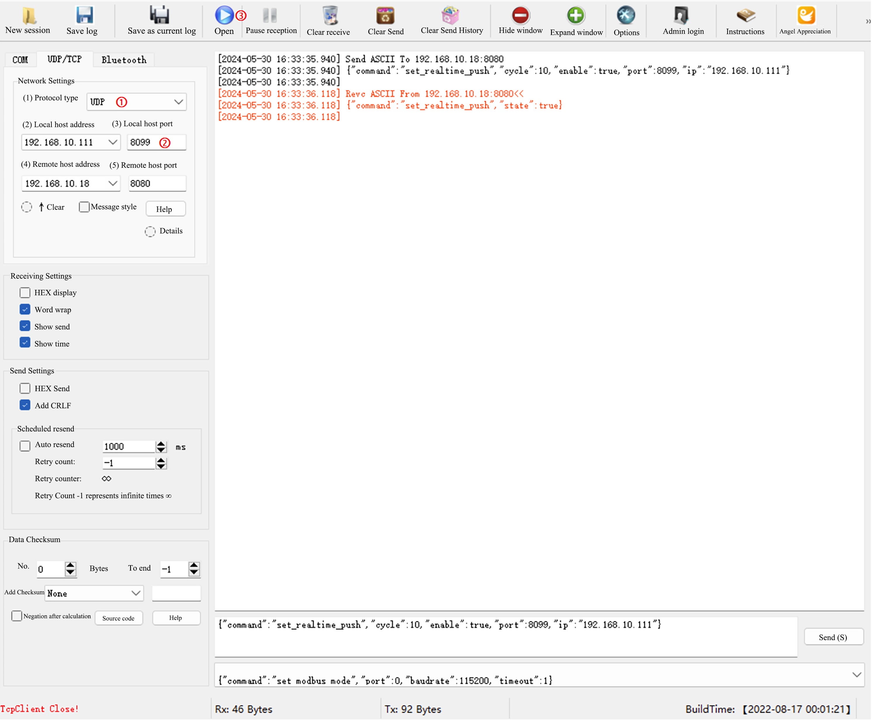 Set UDP protocol type