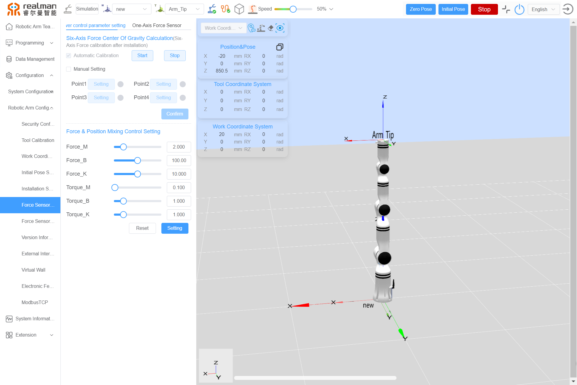 Force sensor configuration