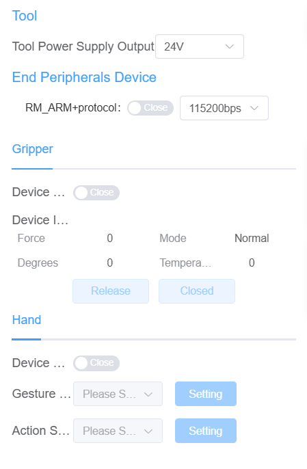 End effector control interface