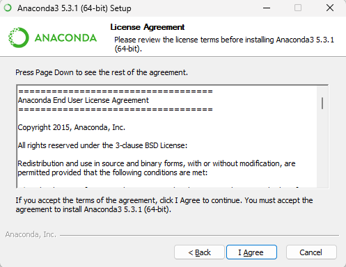 Agree to Anaconda Agreement