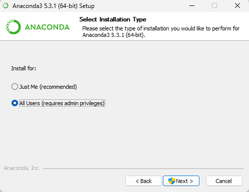 Select installation range