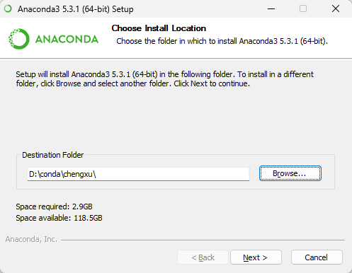 Set the installation path